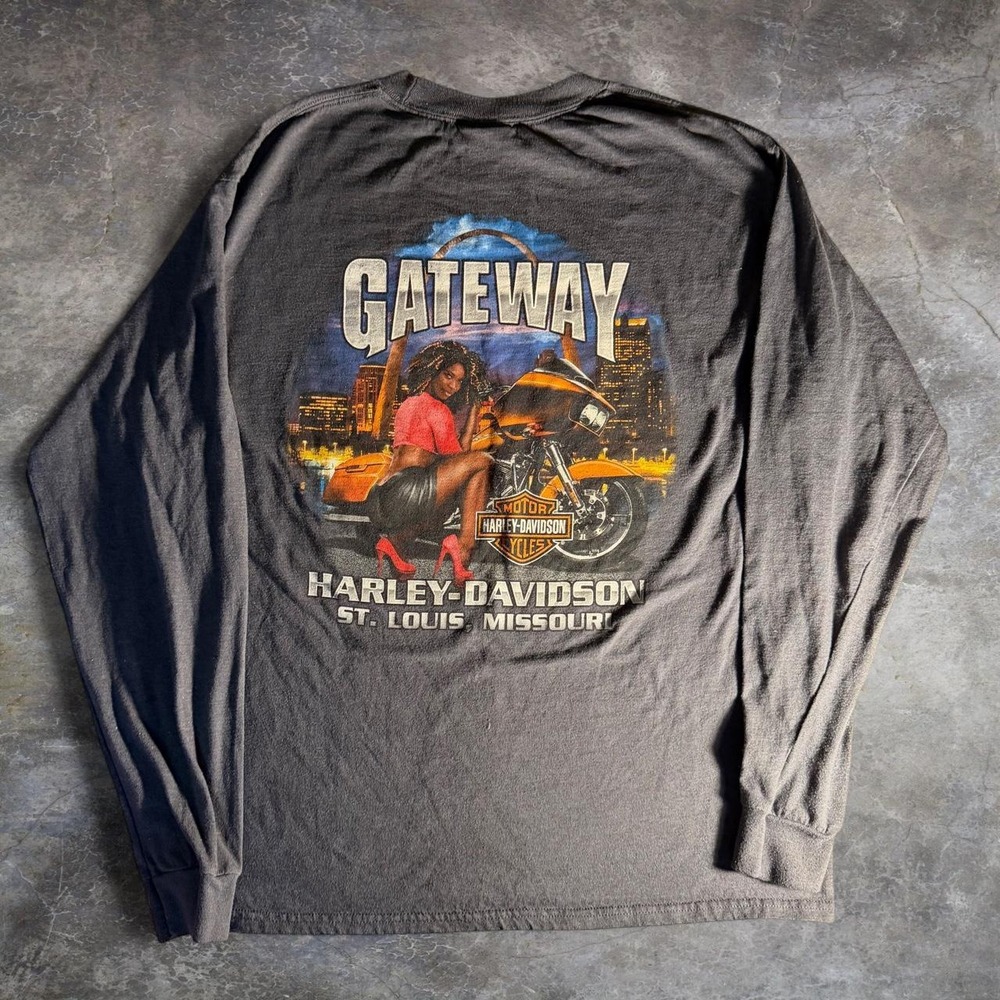 Harley-Davidson Gateway St Louis Black Long Sleeve Graphic Shirt Large Mens
